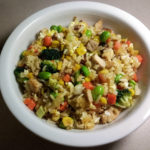 Pork Fried Rice with Edamame, Corn, Broccoli and Carrots